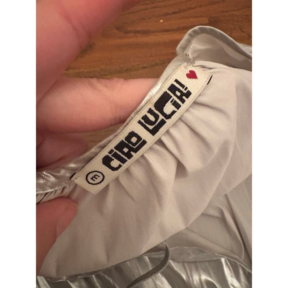 Ciao Lucia Metallic Georgina Foiled Satin Midi Dress Size medium - Picture 4 of 6